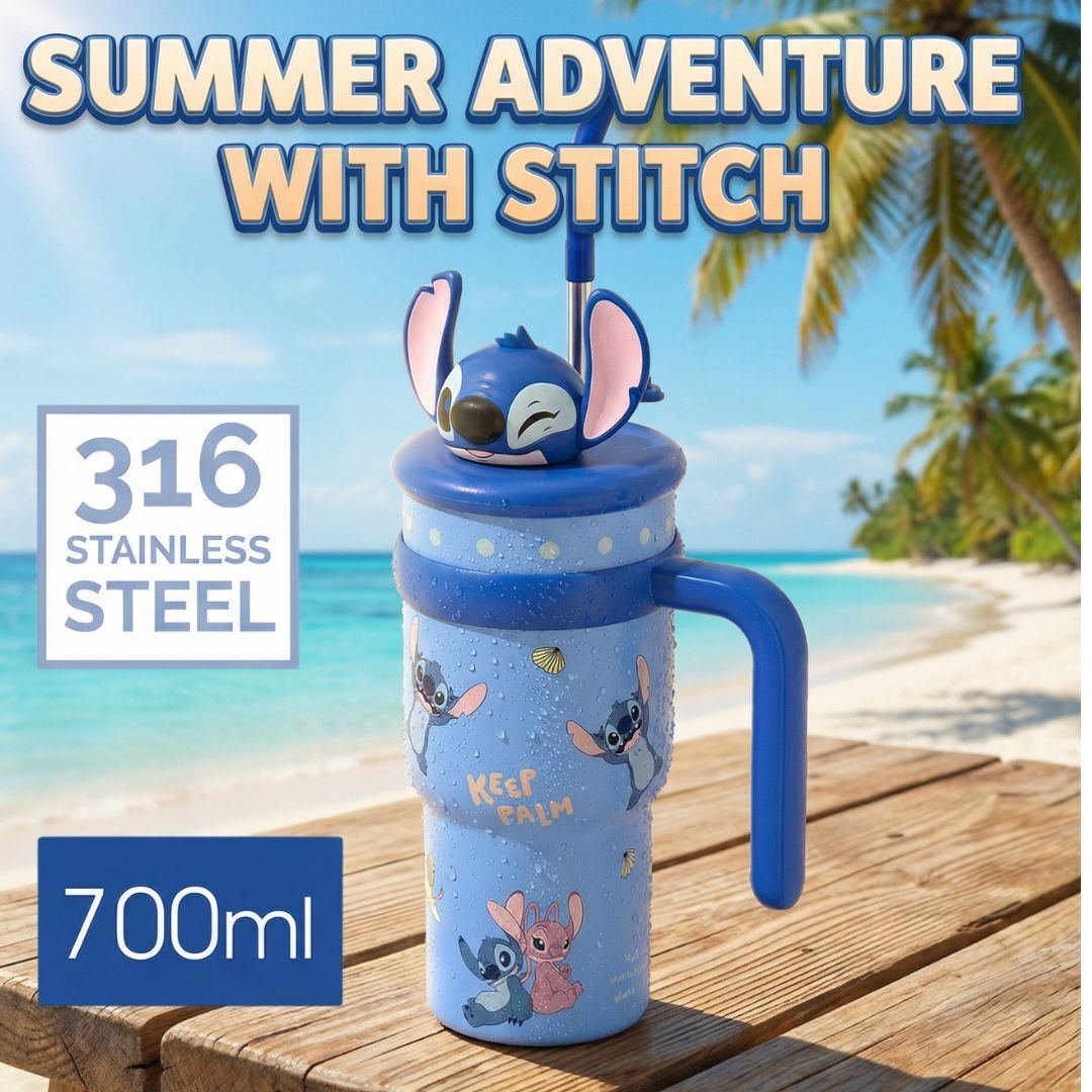 迪士尼史迪仔|3D吸管保溫杯 巨無霸杯|  大容量700ml