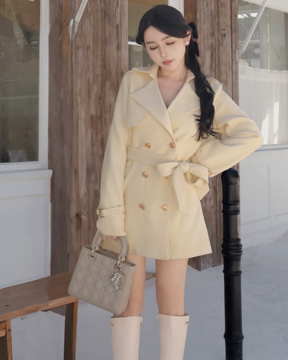 訂製-質感山形紋植絨風衣外套