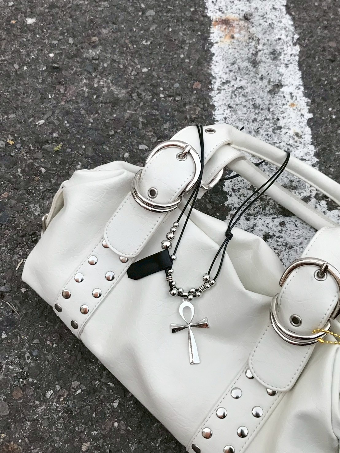 時尚信仰 十字編織皮繩長鏈