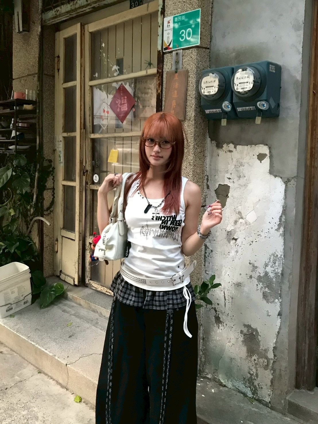 S3主打款 街頭設計感寬帶背心2colors (自帶胸墊）白色