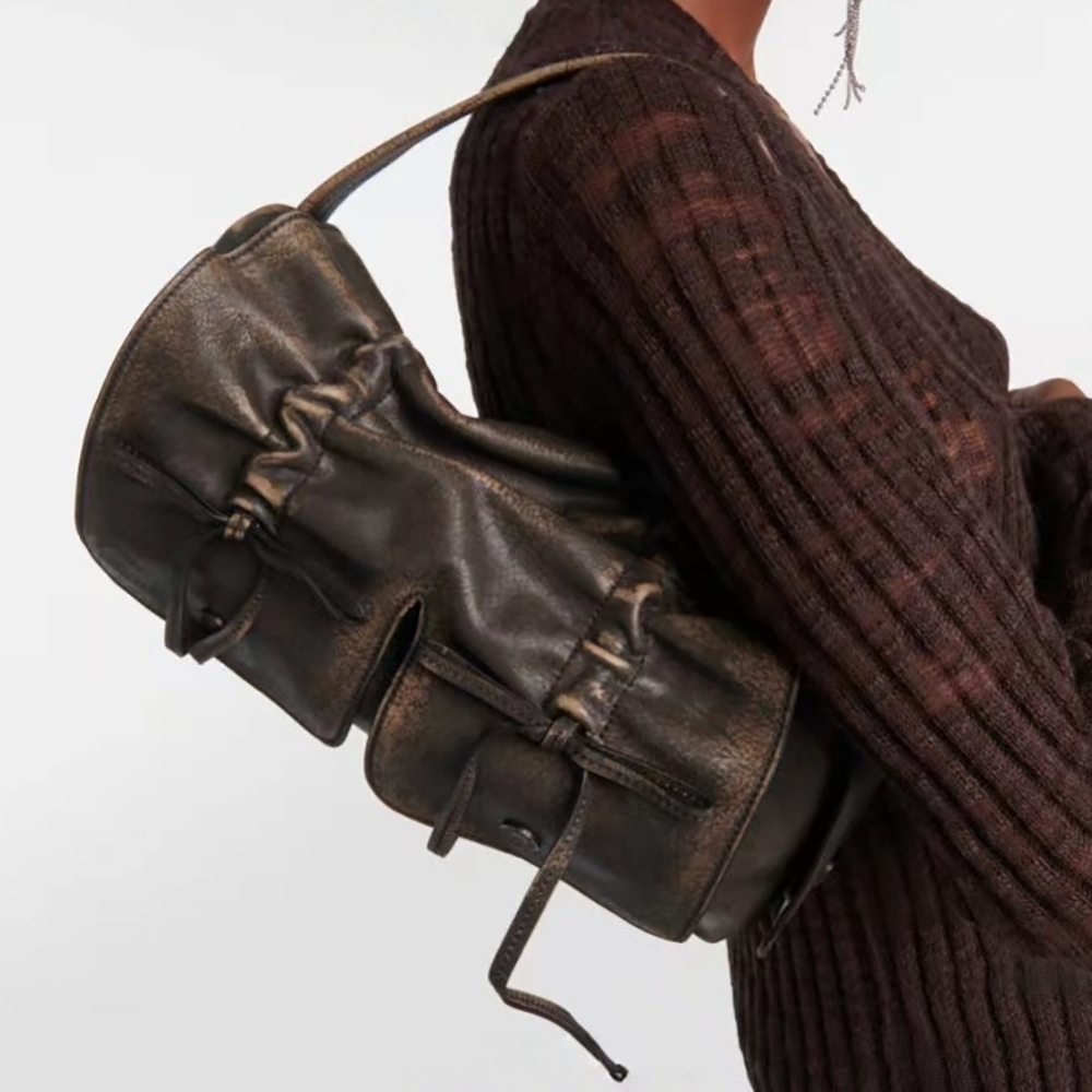 包包 女生包包 側背包 單肩包 蝴蝶結包包 復古包包 百搭包包 韓系包包 通勤包 大容量包包 腋下包 褶皺包 1094