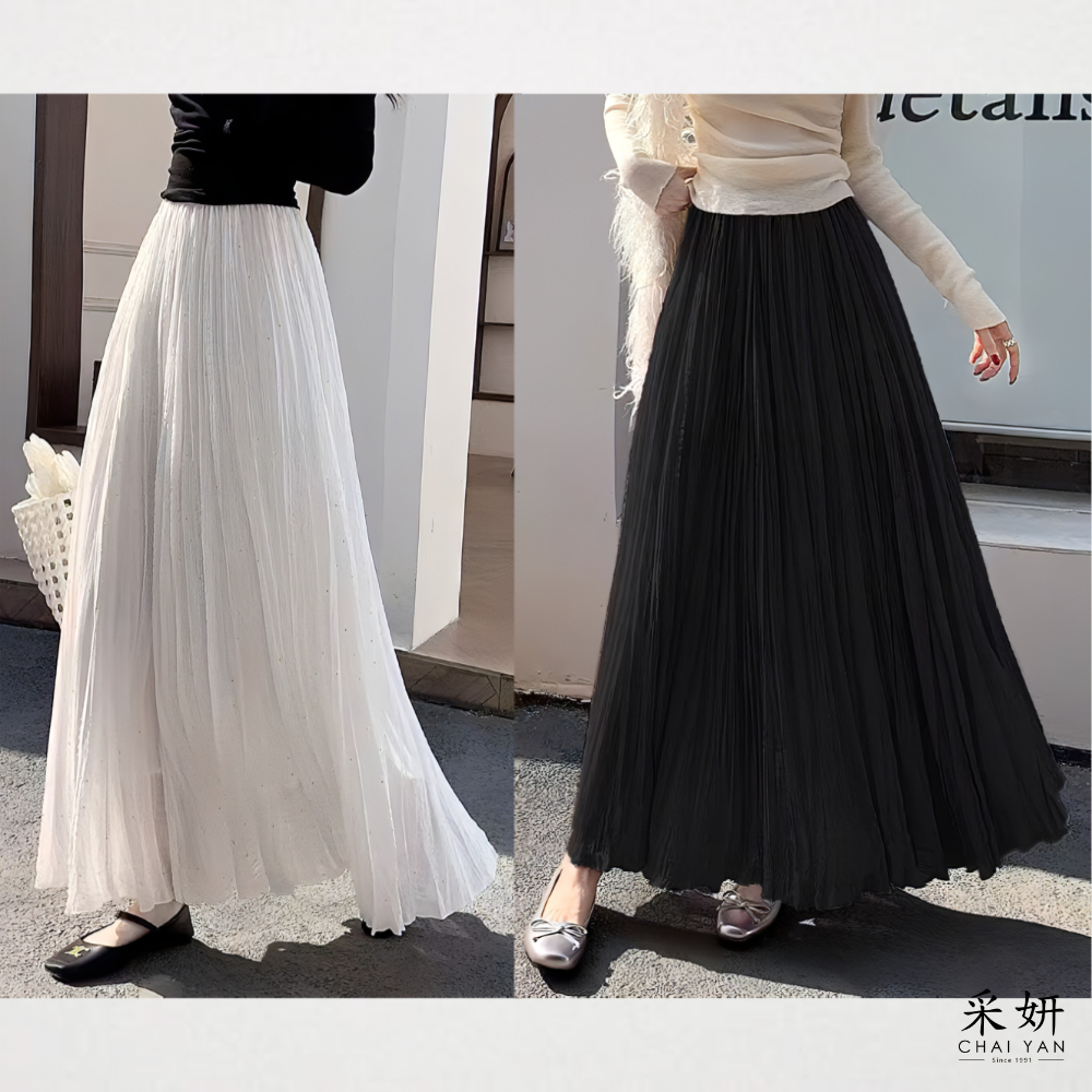 壓摺星空水鑽長裙