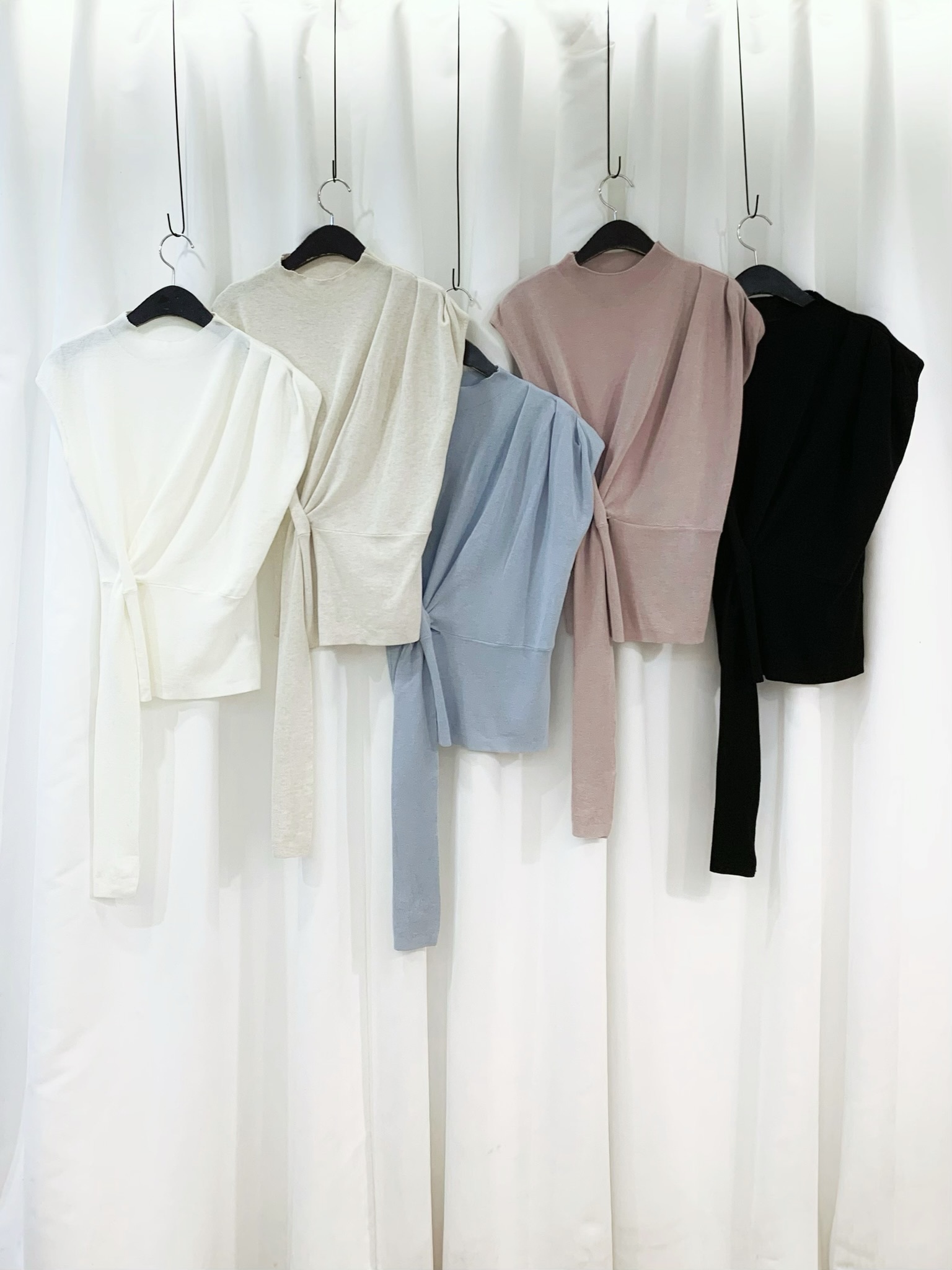 肩抓摺下綁帶上衣