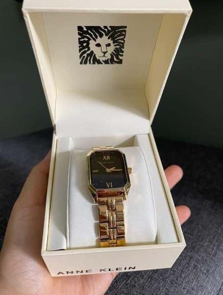 [USW] ANNE KLEIN GOLD TONE WOMEN'S SQUARE WATCH, UZZ1279 (UZZ1279)