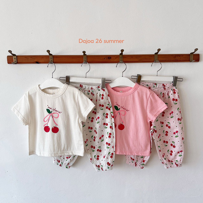 正韓夏DAJOA 櫻桃縮口褲套裝