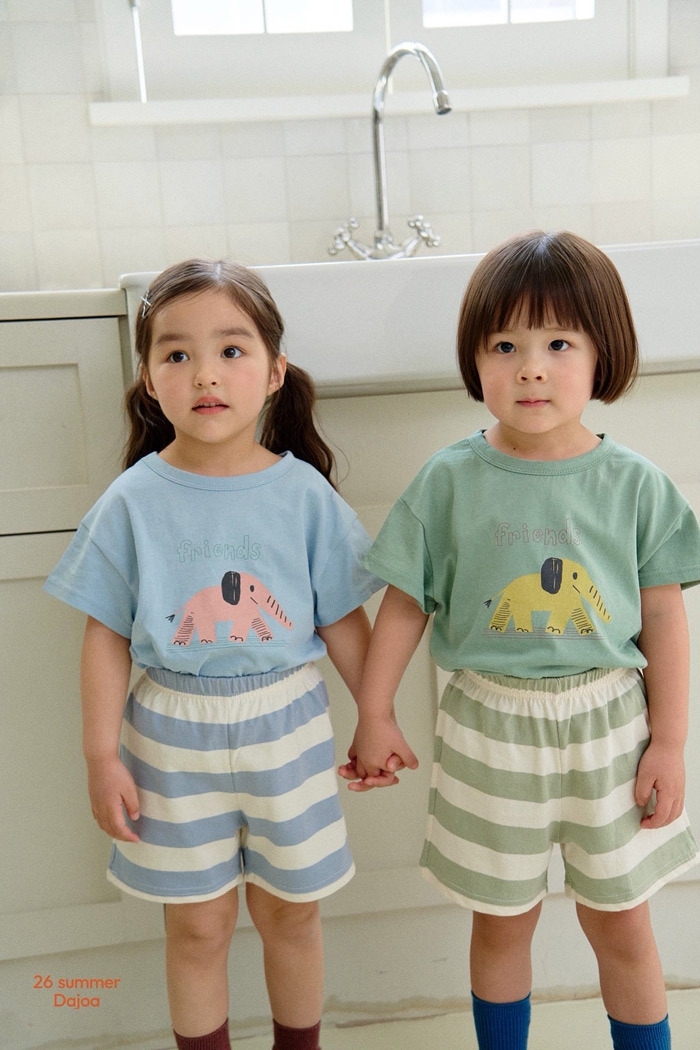 正韓夏DAJOA 大象條紋短褲套裝