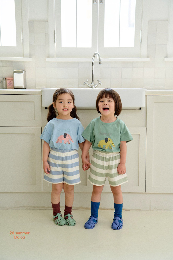 正韓夏DAJOA 大象條紋短褲套裝