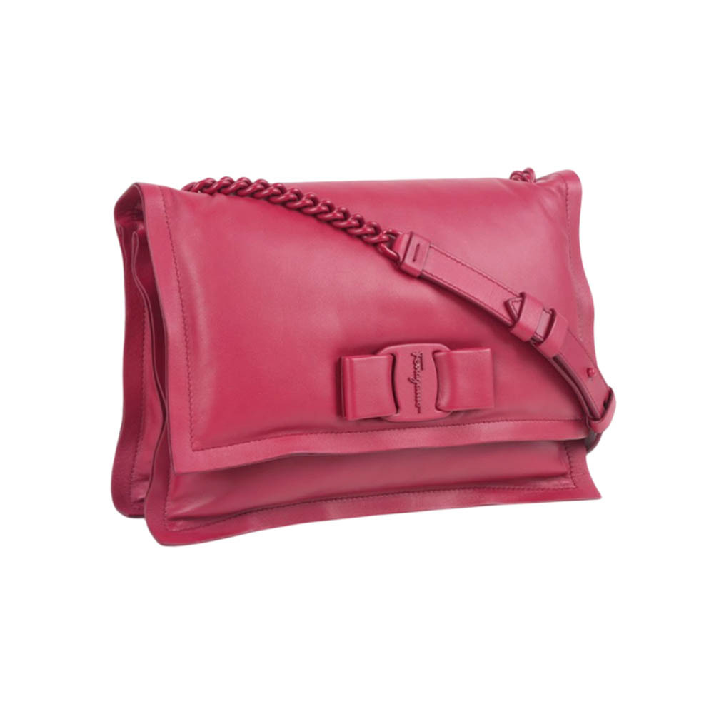 【Salvatore Ferragamo】 Viva Bow 蝴蝶結造型小號枕頭包/肩背包(紫紅色)