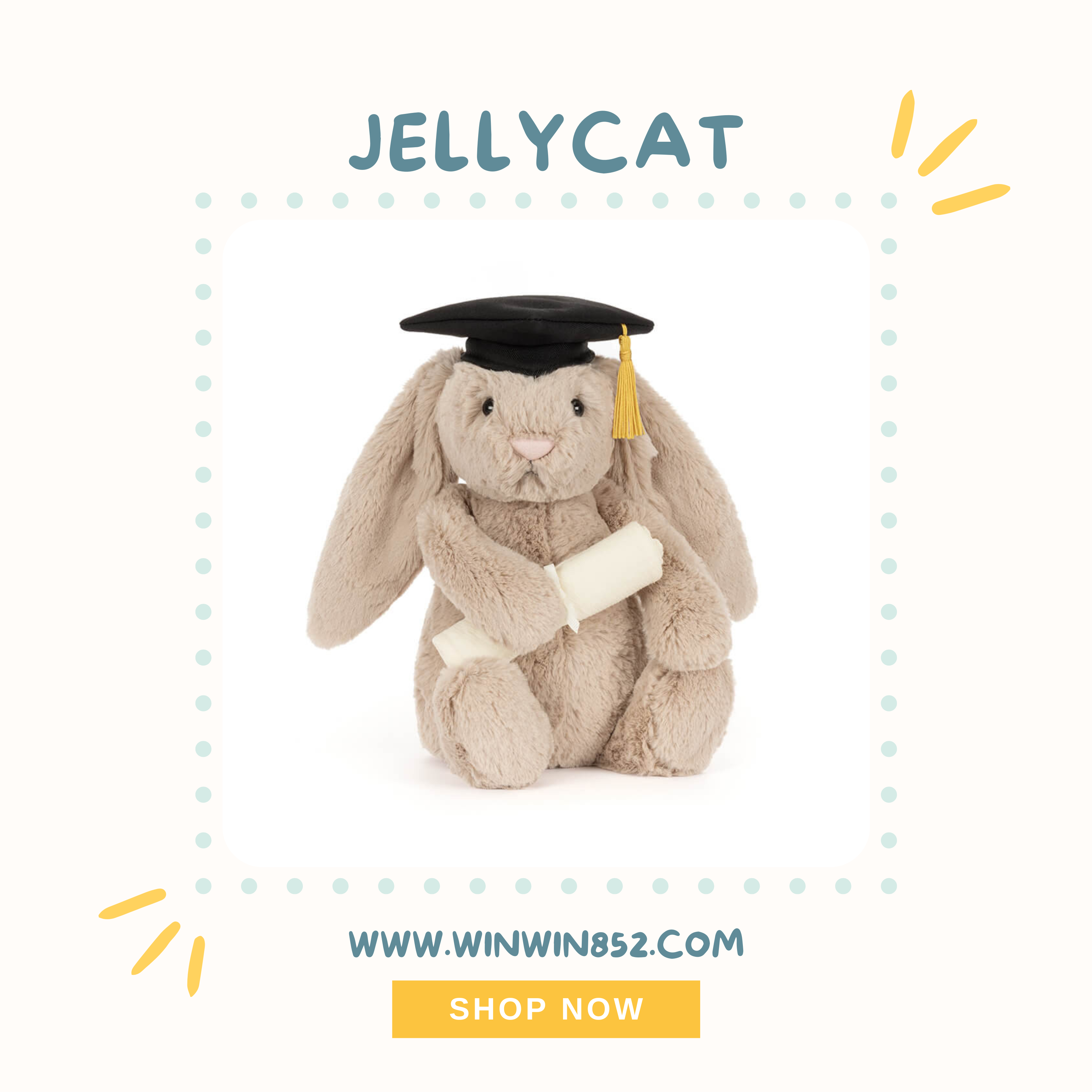 Jellycat Bashful Bunny Graduation Outfit