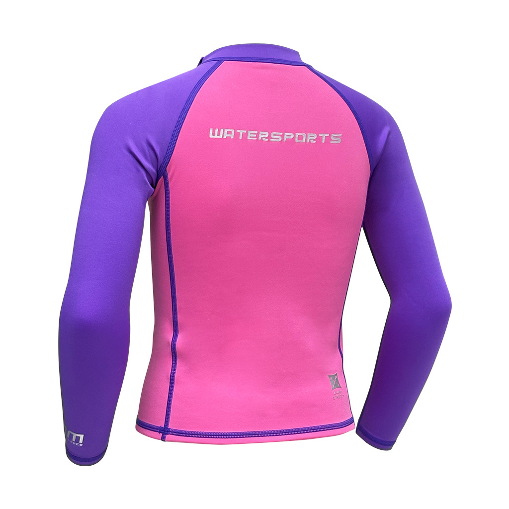 1mm 兒童四向拉伸抓毛游泳保暖上衣 - 粉紅/紫