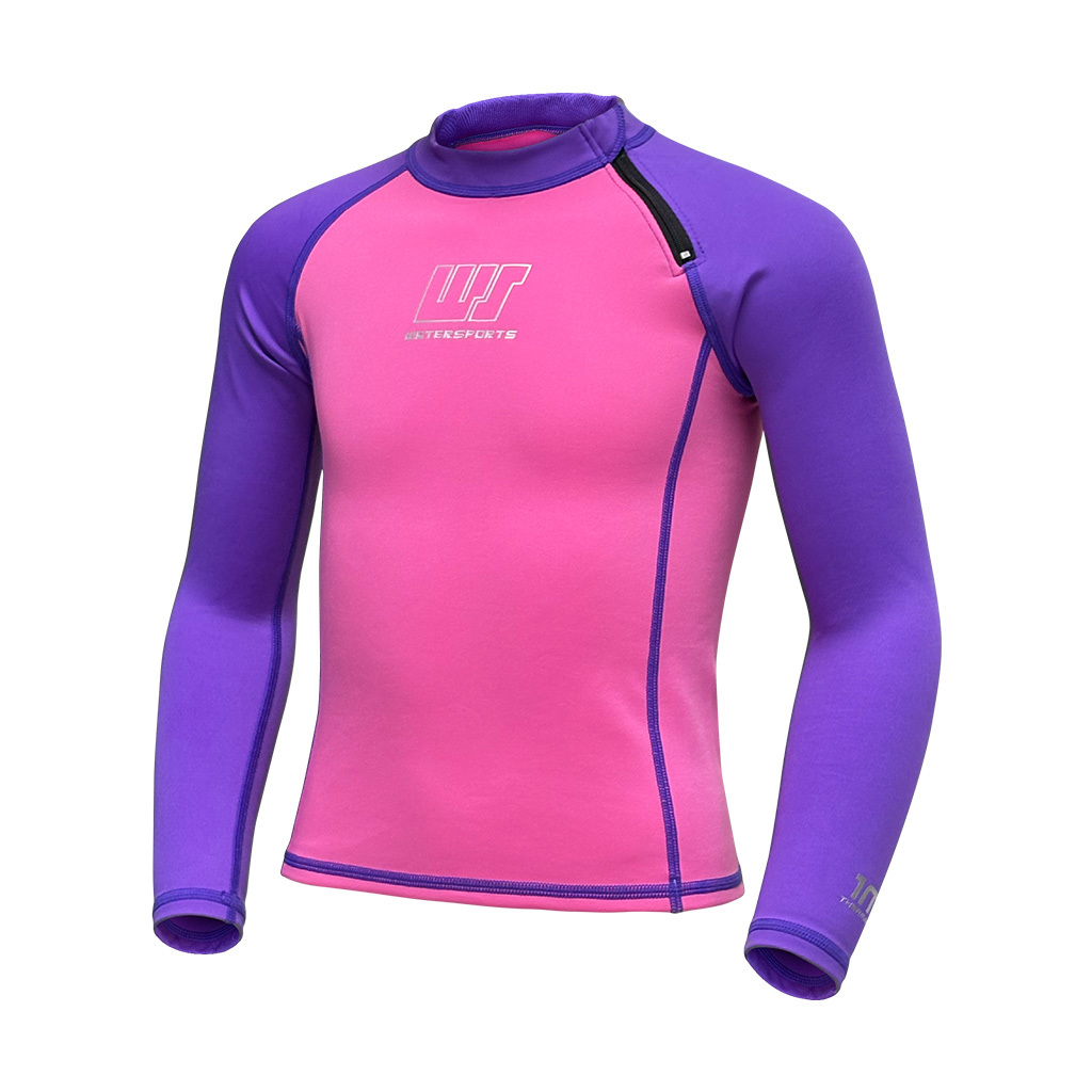 1mm 兒童四向拉伸抓毛游泳保暖上衣 - 粉紅/紫