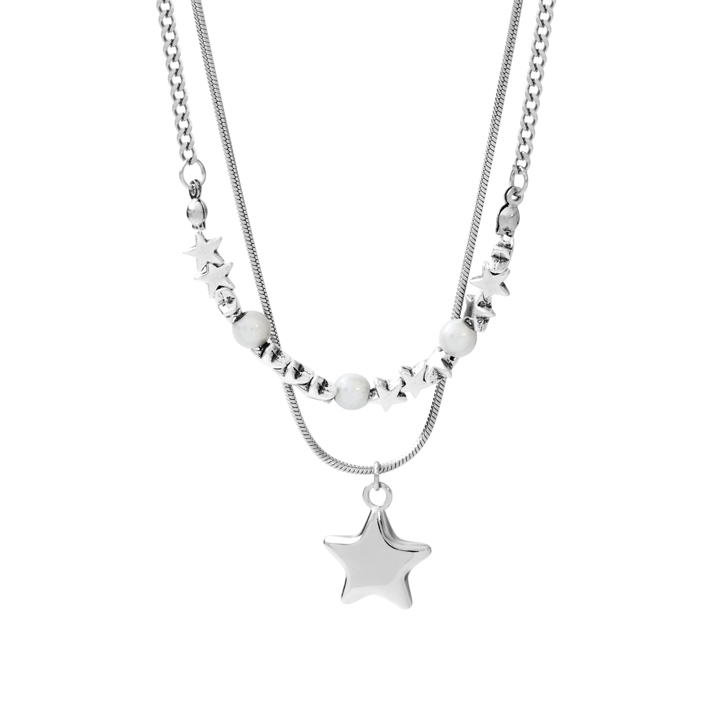 鋼飾,星星,串珠,項鍊,平價飾品