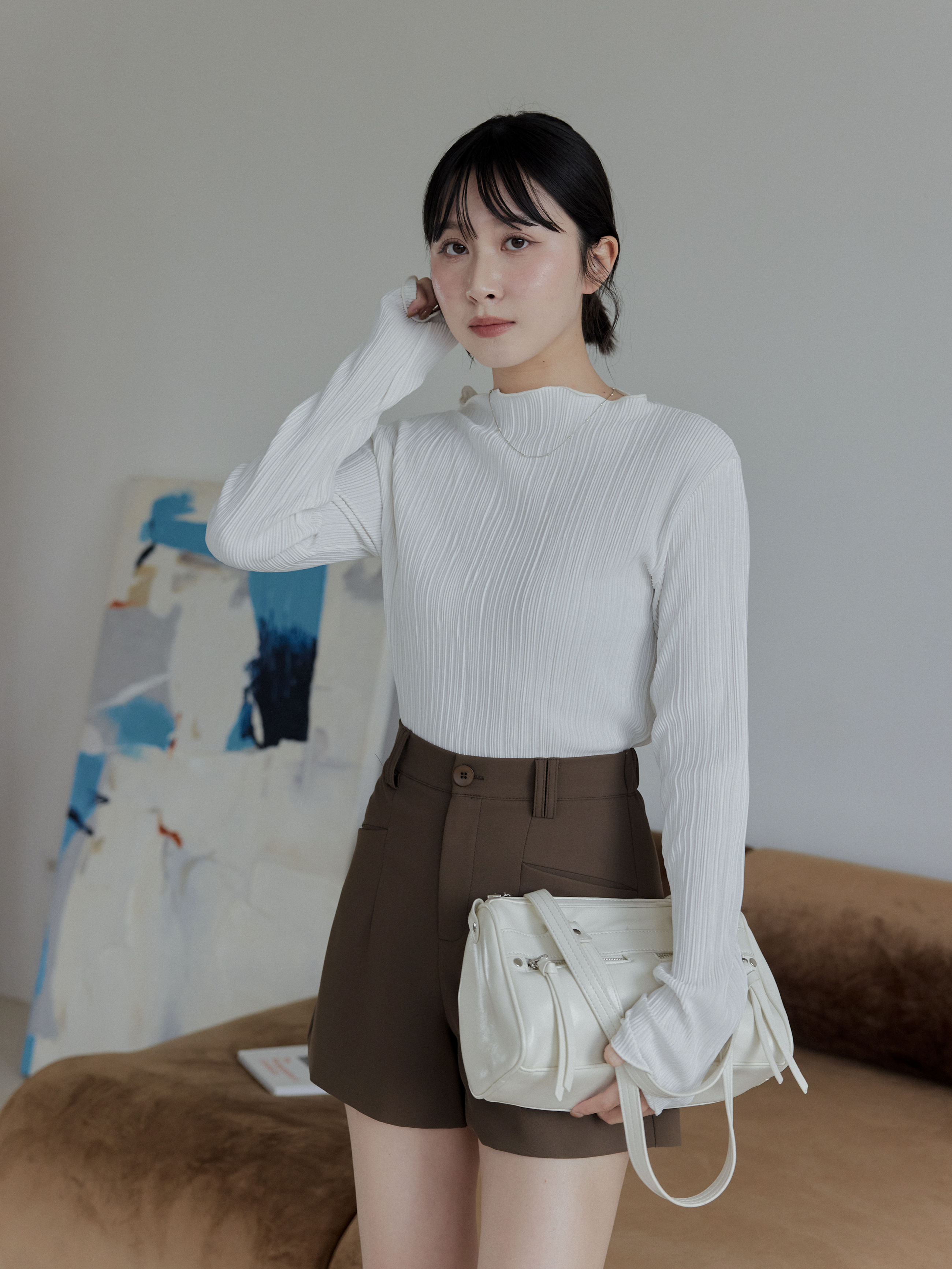 Soft Embossed Rolled-Hem Top