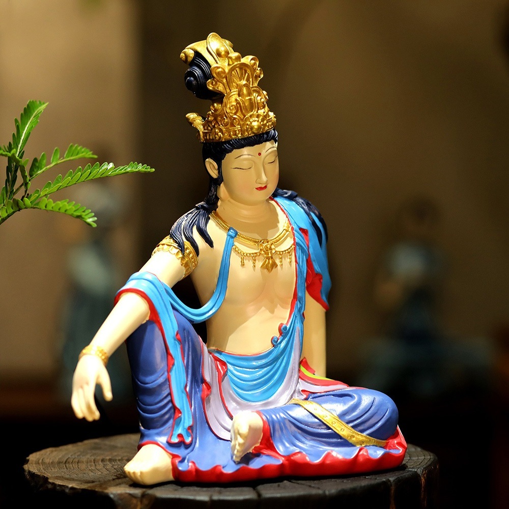 擺件 彩繪擺件 觀世音擺件 佛像裝飾品 擺設 居家擺件 全彩佛像 觀音佛像 彩繪樹脂 菩薩擺件 招福平安 雕刻擺件235