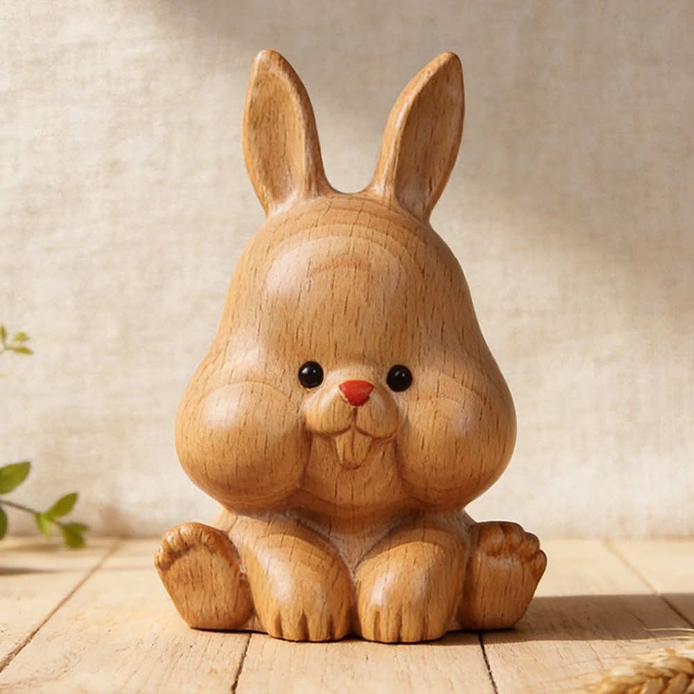 擺件 裝飾品 居家擺件 可愛齙牙兔 桌面裝飾 櫸木裝飾品 木雕擺件 療癒小物 擺設 雕刻擺件 工藝品 可愛小物 324