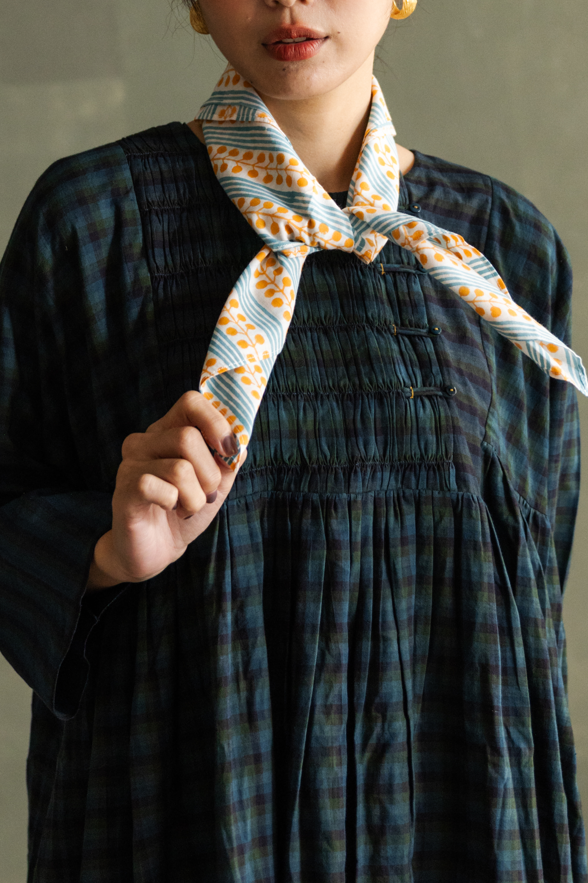 木刻蓋印大方巾_幾何直紋