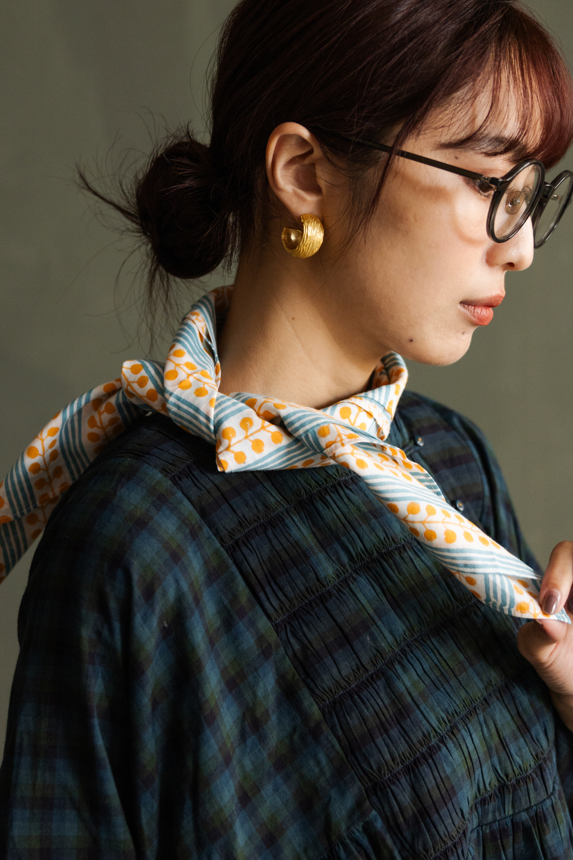 木刻蓋印大方巾_幾何直紋