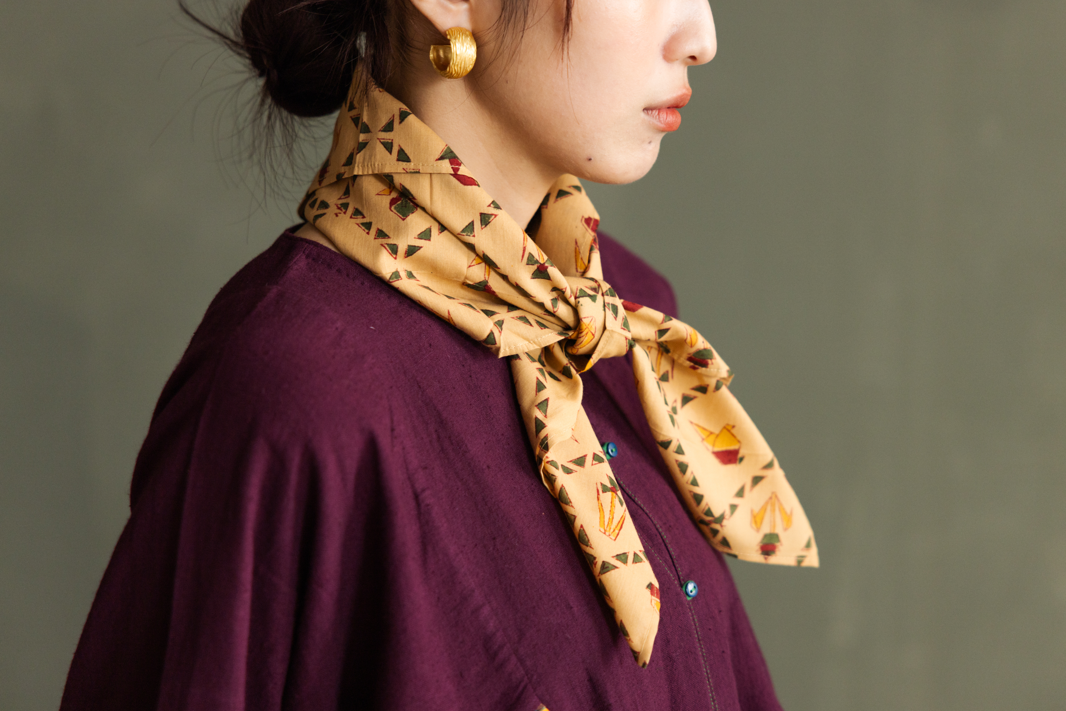 木刻蓋印大方巾_紙飛機