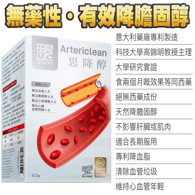 思降醇。意大利製造。非藥物。有效降膽固醇（萬寧 $799）