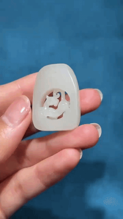 320232 和田玉籽料瓦當虎