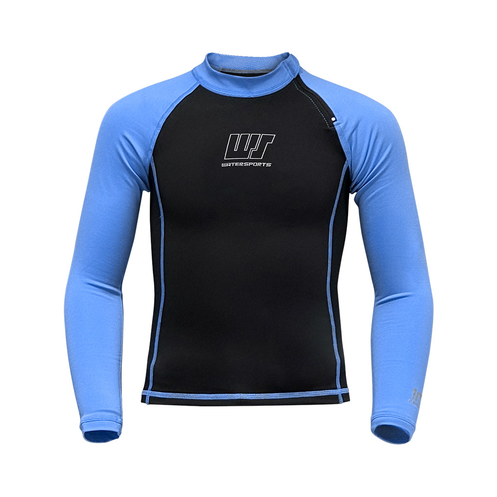 1mm 兒童四向拉伸抓毛游泳保暖上衣 - 黑/藍