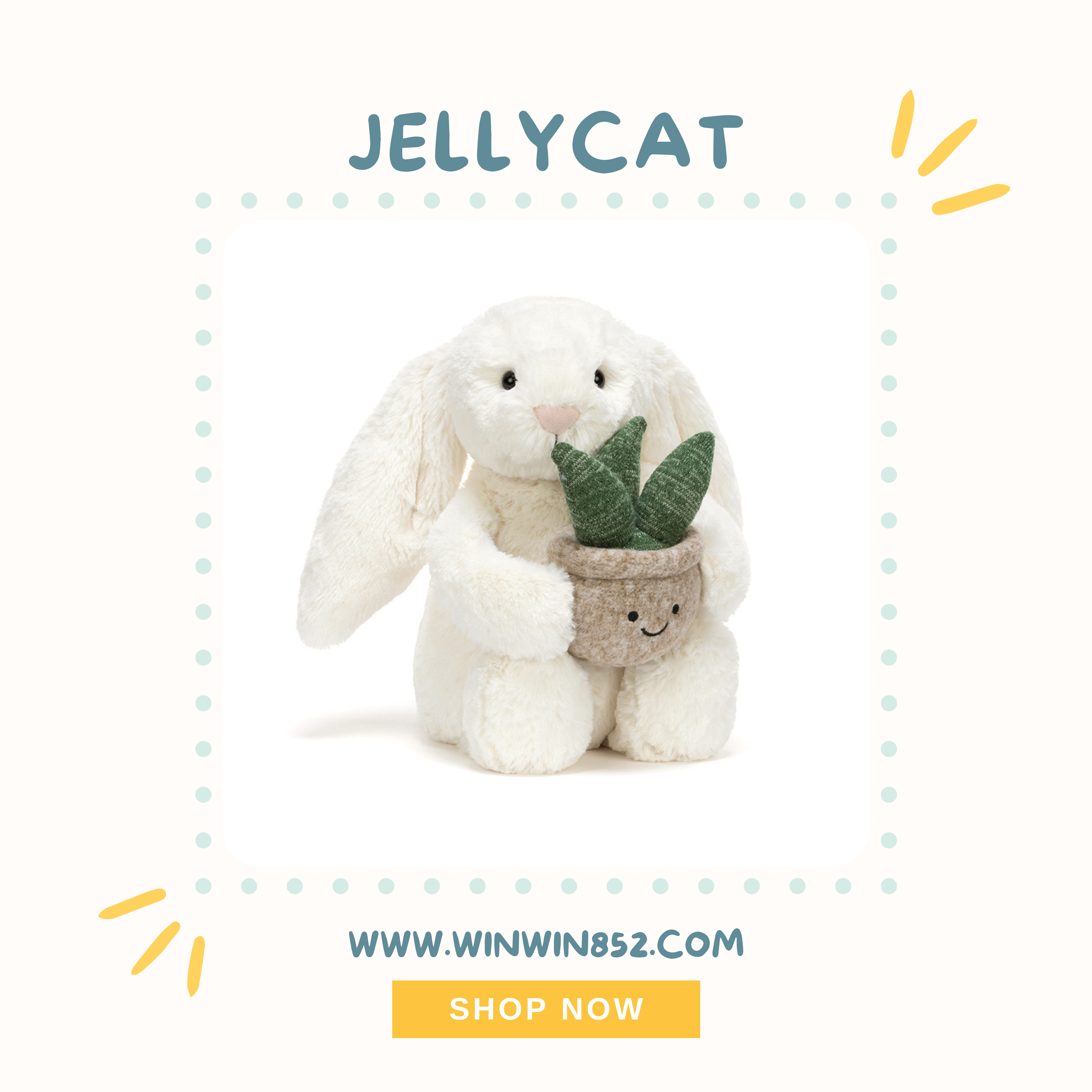 Jellycat Cream Bunny with Plant