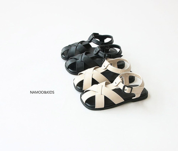 正韓夏namoo_kids 兩色法式交叉羅馬涼鞋