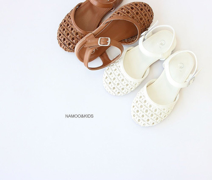 正韓夏namoo_kids 夏日編織感包頭鞋
