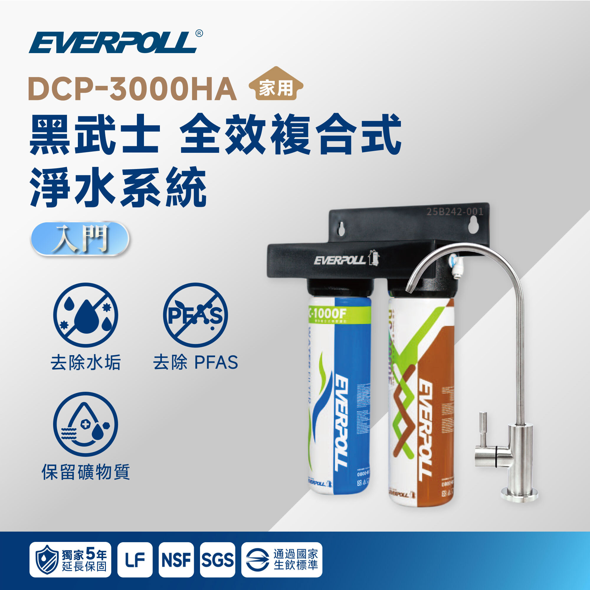 【EVERPOLL 愛科】DCP-3000HA 黑武士 全效複合式淨水系統