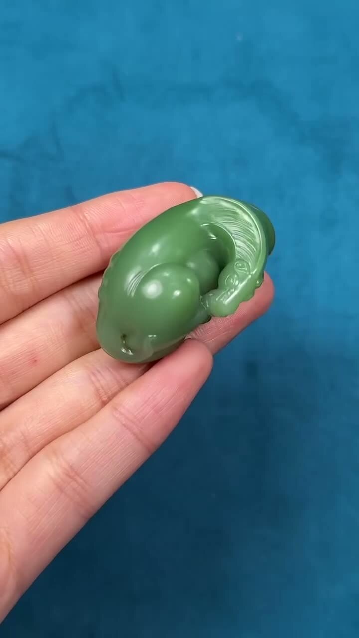 和田玉碧玉馬到成功,天然和田玉軟玉