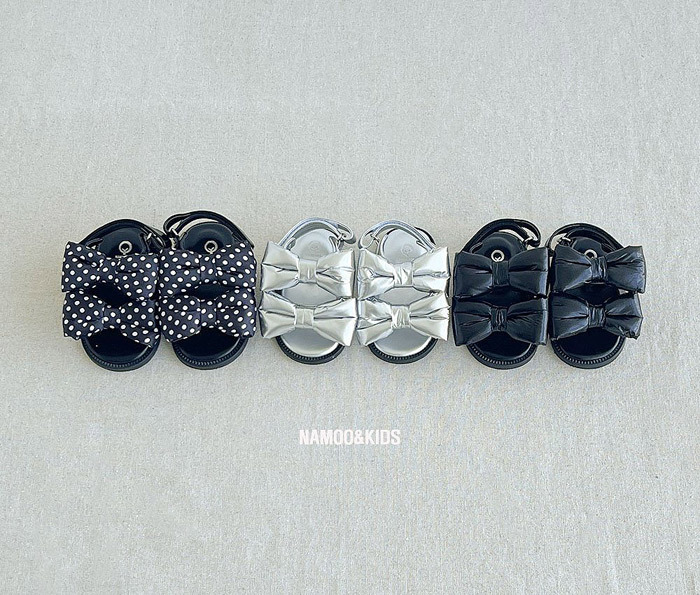 正韓夏namoo_kids 雙層蝴蝶結涼鞋