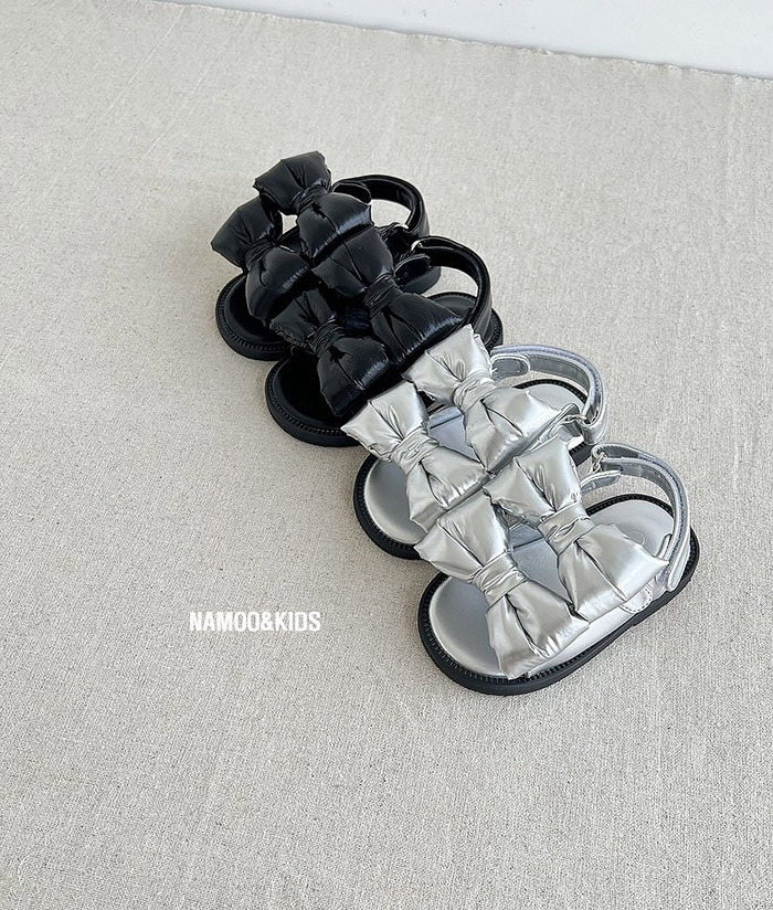 正韓夏namoo_kids 雙層蝴蝶結涼鞋