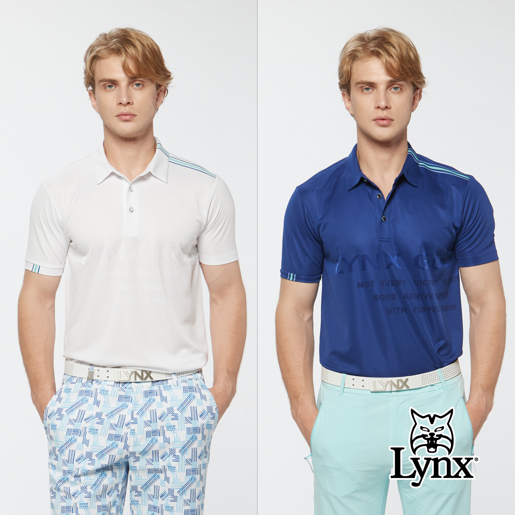 男款吸濕排汗雙面緹花異材質剪裁短袖半開襟POLO衫