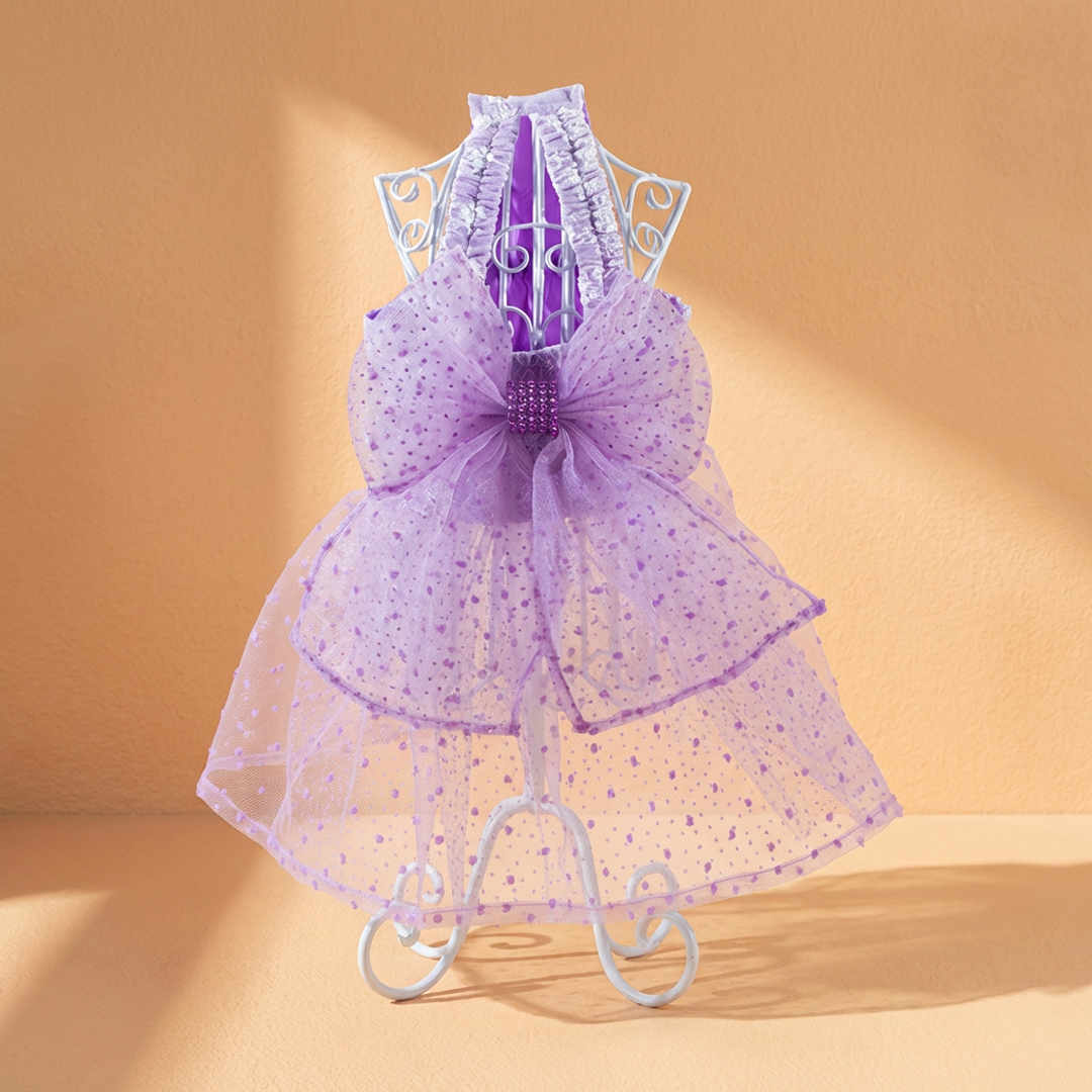 Purple Dot W/ Bow Dress