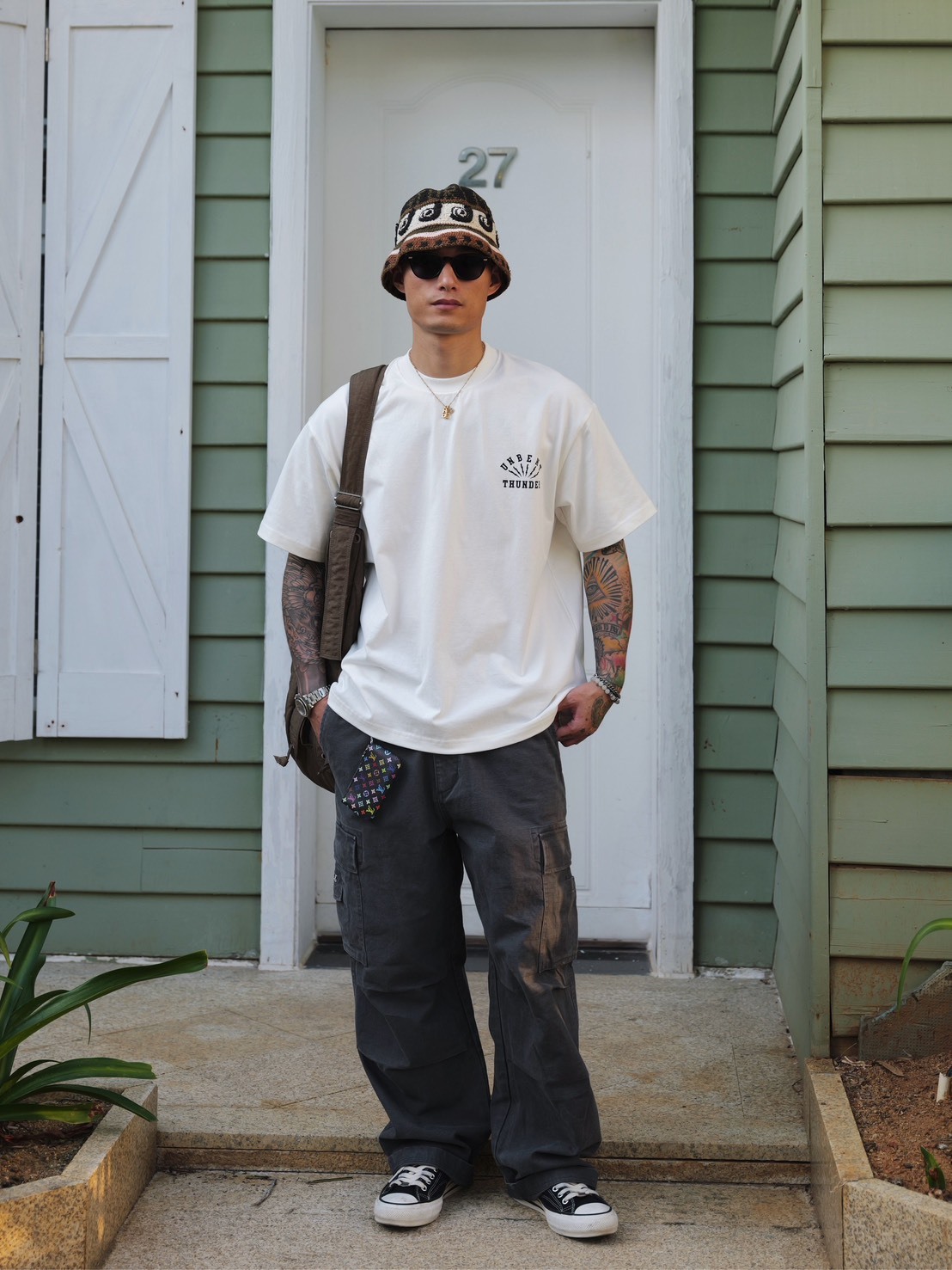 #預購 UNBENT 26SS 復古休閒 閃電豹 撞色印花 純棉圓領短踢 三色