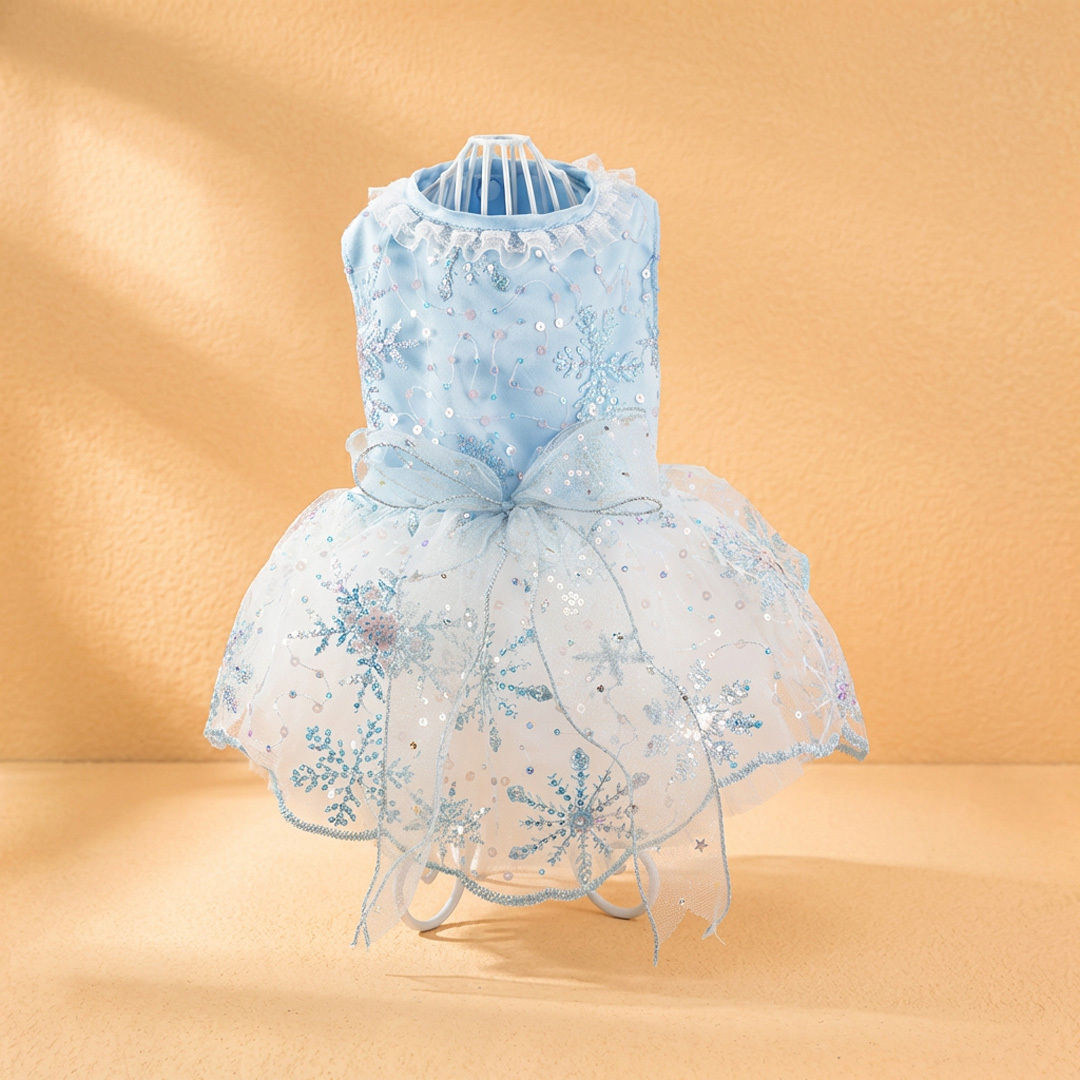 【XS~6XL】Blue Sequin Snowflakes Dress
