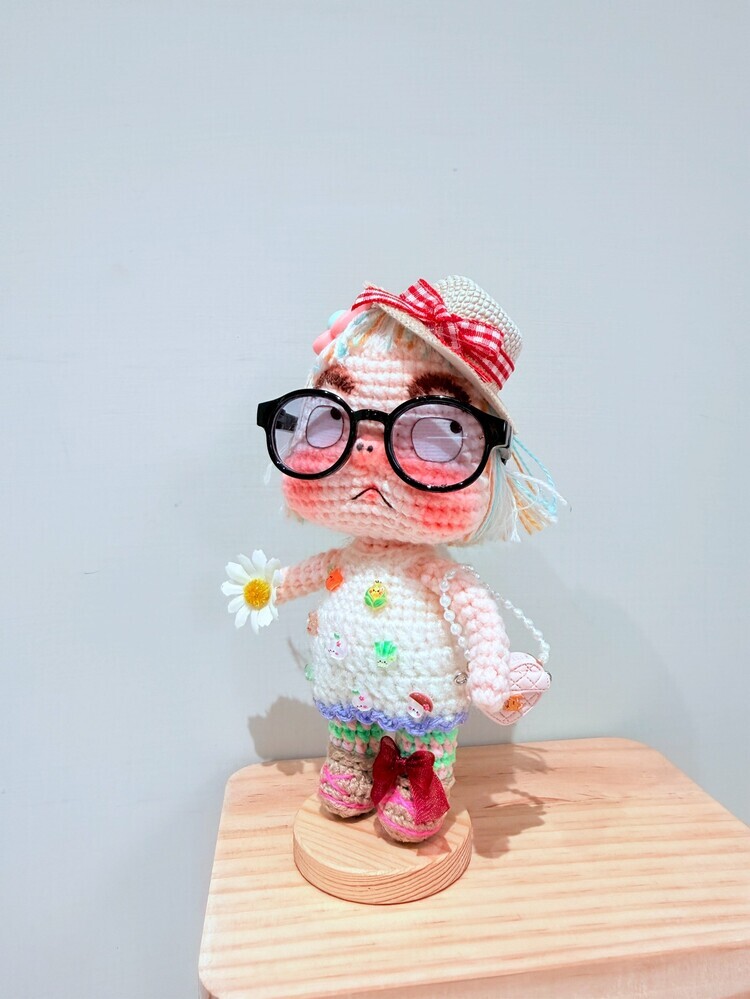 『藍色』渲染細頭髮絲醜娃公仔-49號(附吊飾)『約13cm』