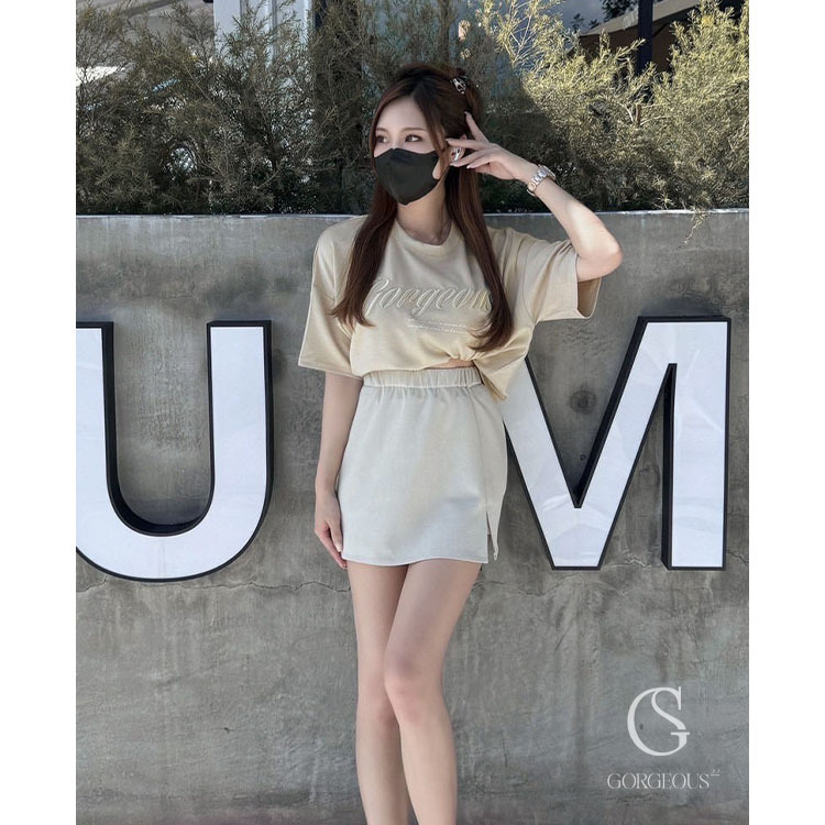 G9441 現貨「 糯米A字開衩褲裙」