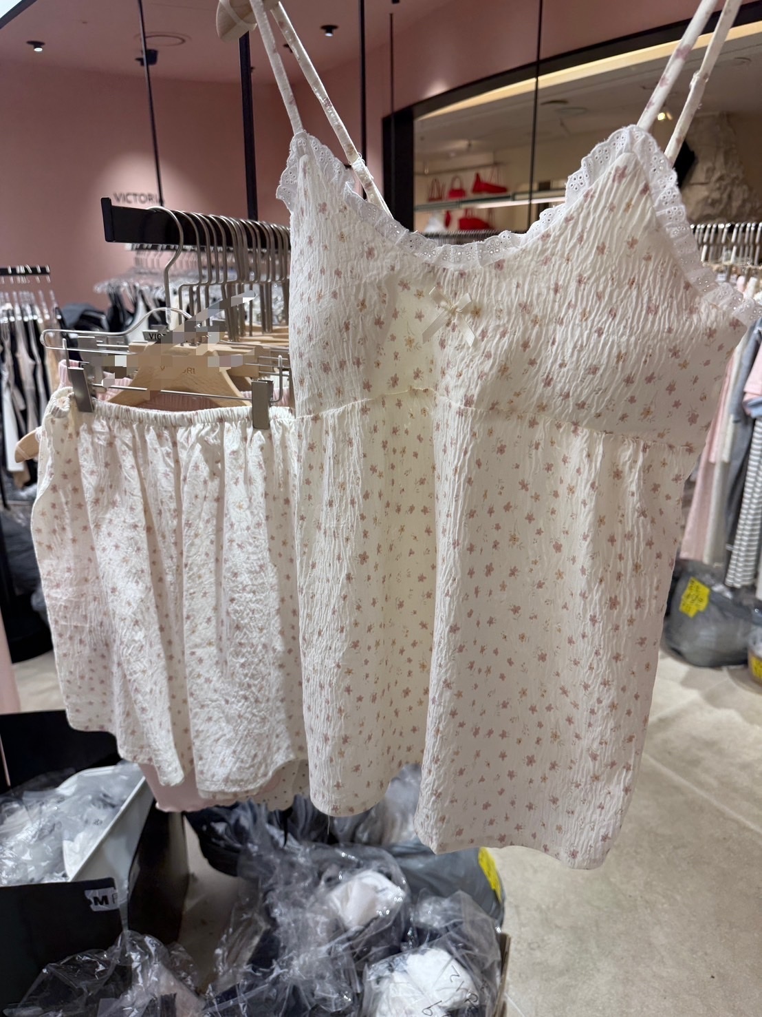 韓國連線 甜美碎花成套睡衣/居家服(有罩杯)