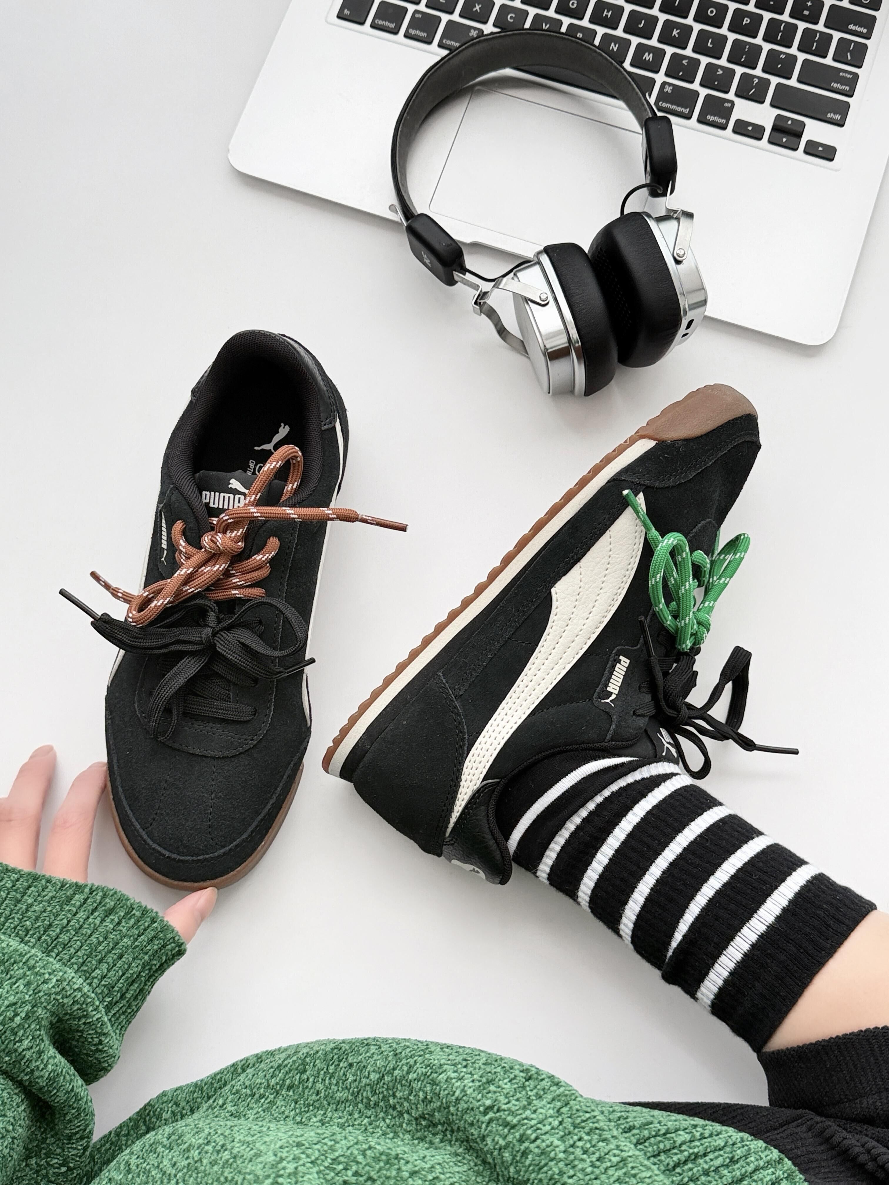 PUMA Turino SD 黑白色 貼貼鞋 黑色 麂皮 焦糖底 復古 薄底鞋 女款 397453-05/預購