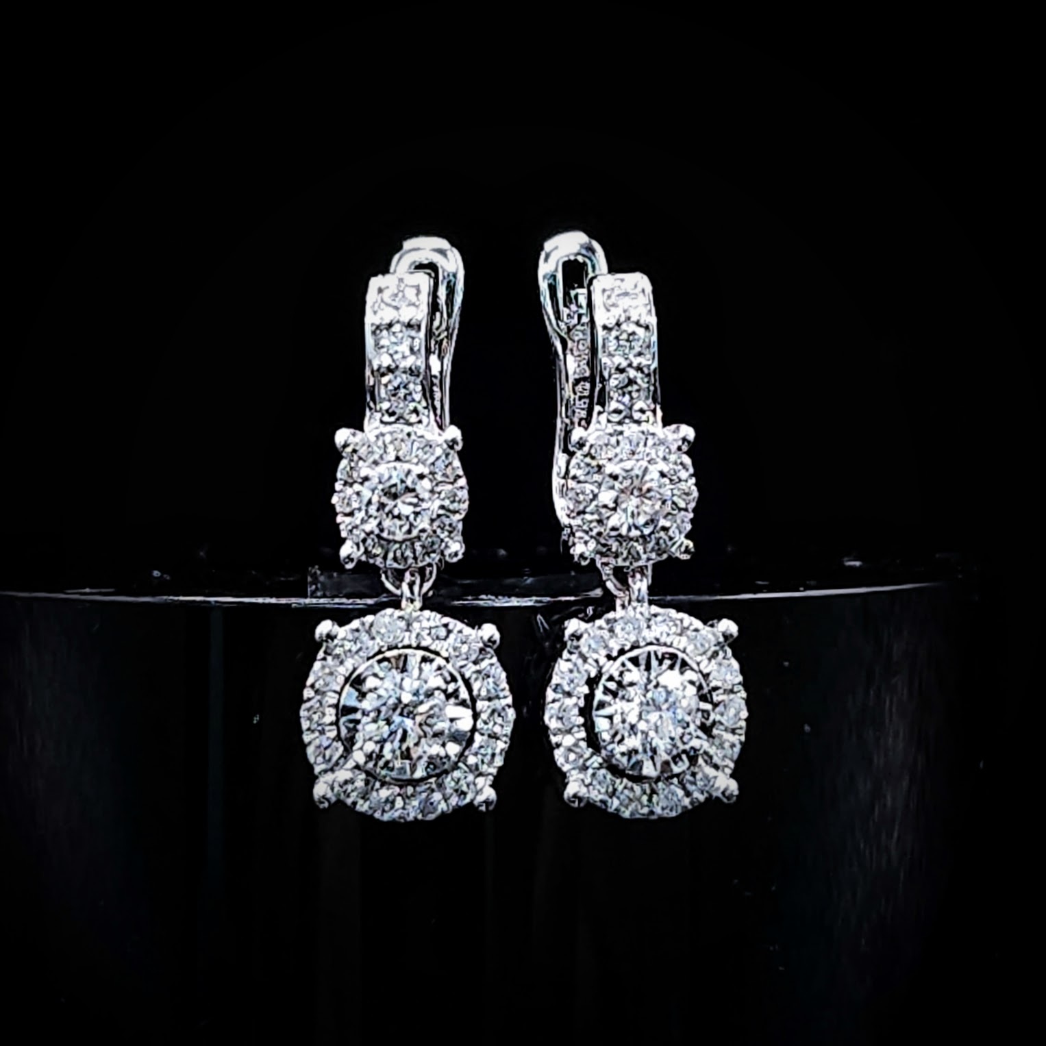 全新18K白金52份鑽石吊耳環