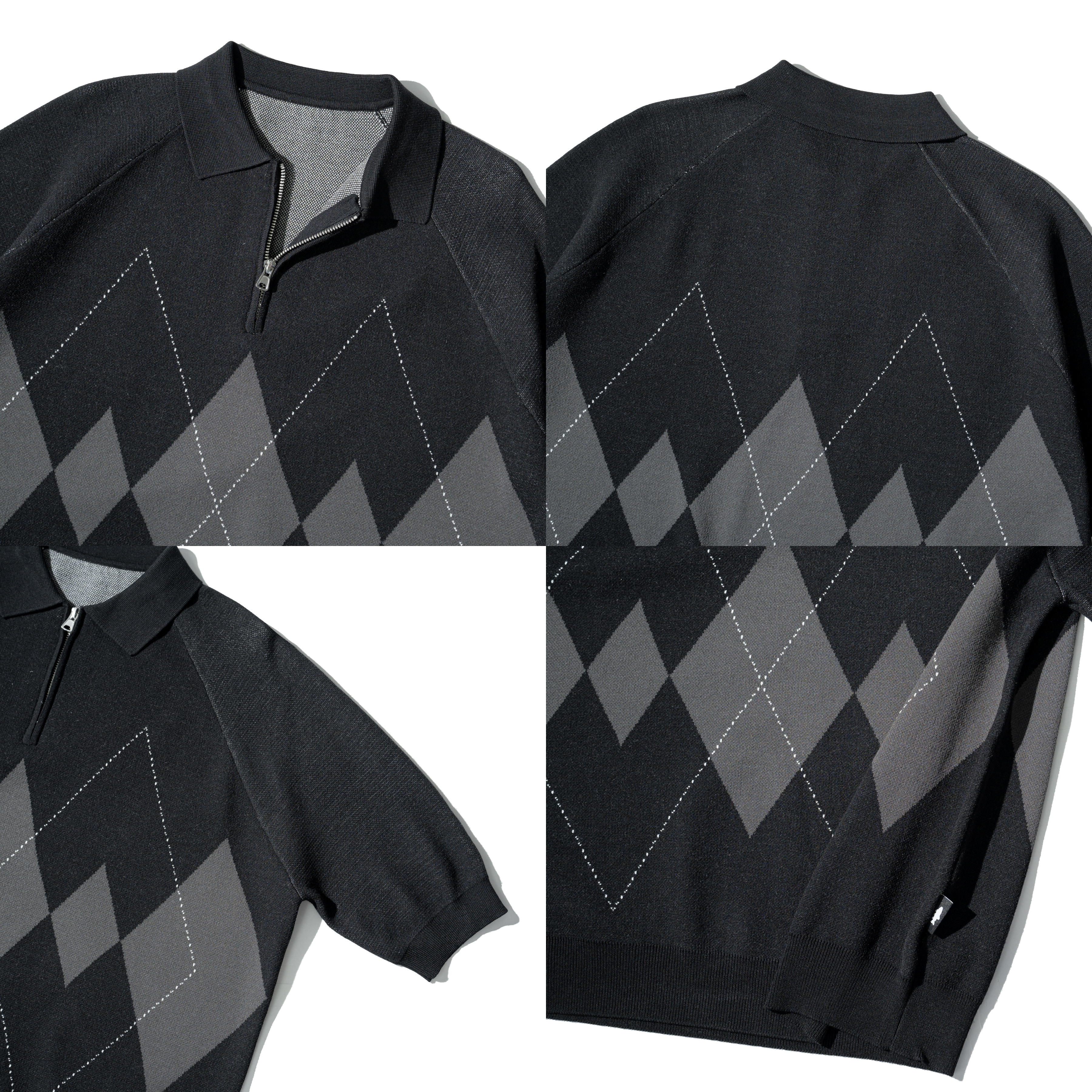 AGILITY Knit Quarter Zip Polo Shirts 提花 針織 短袖 Polo衫 [MS03]