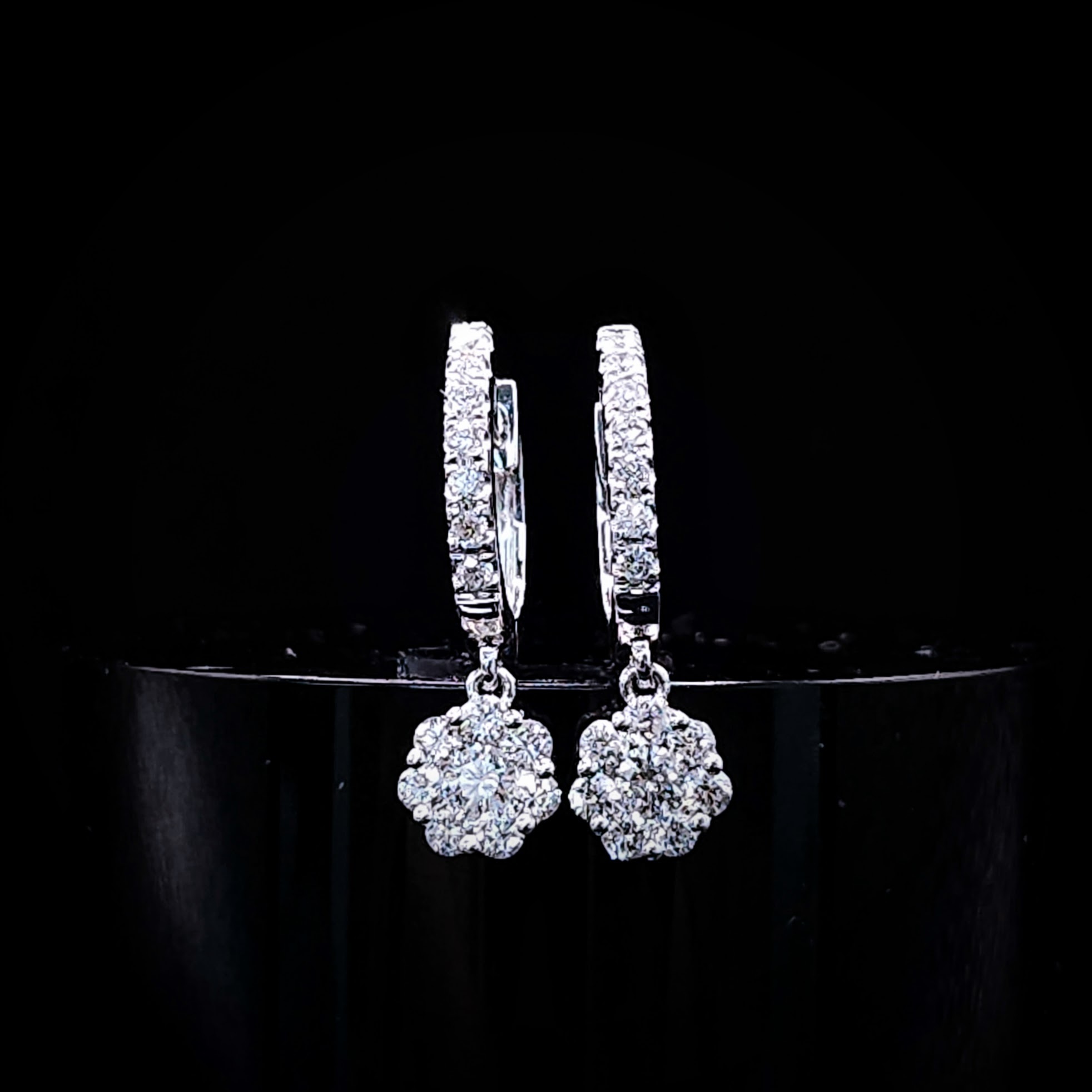 全新18K白金53份鑽石吊耳環