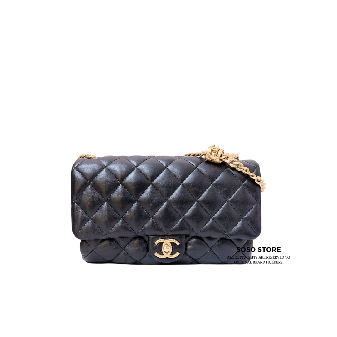 Chanel Pearl Crush Flap Bag - Black / Ghw