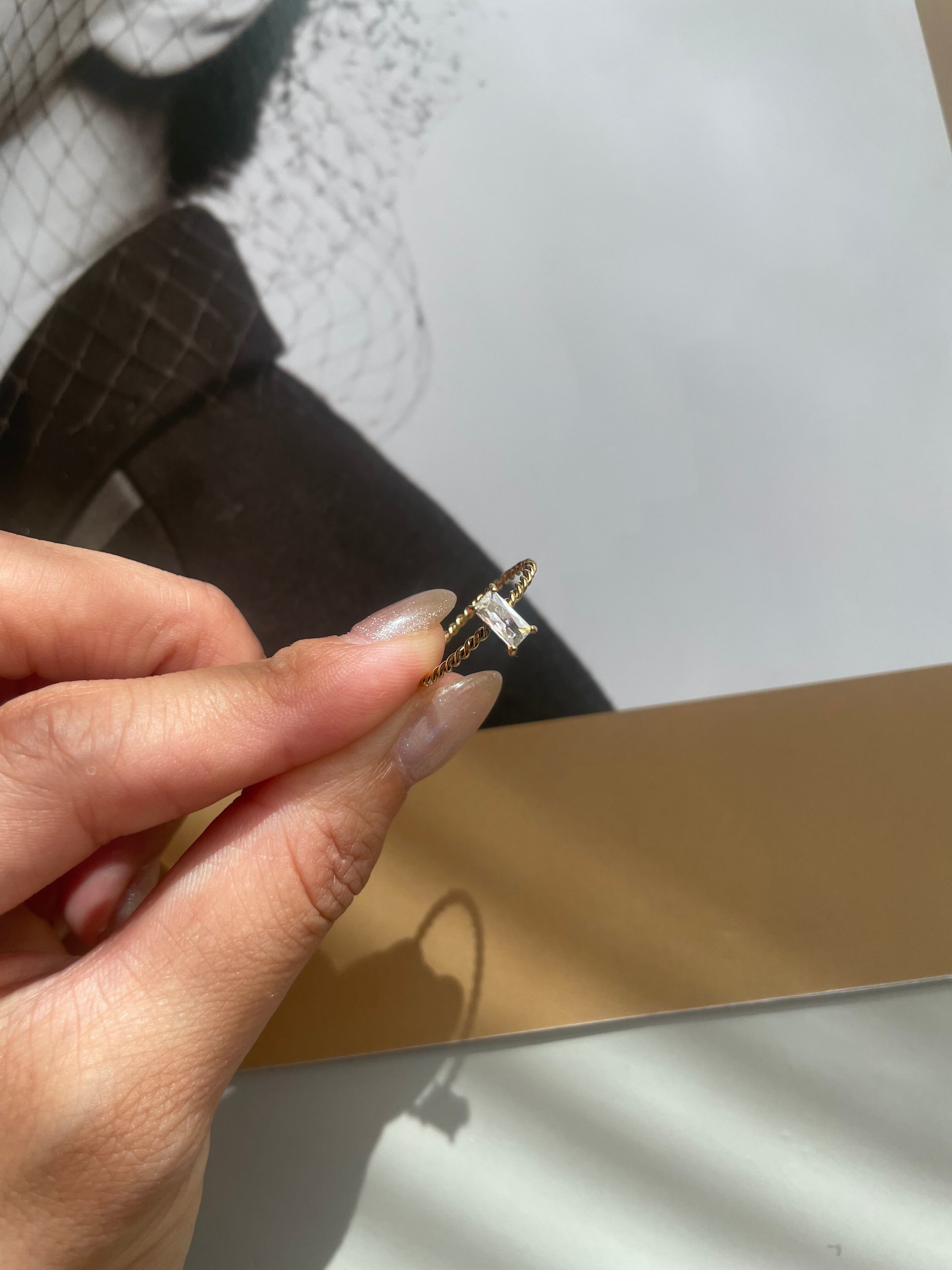 zirconia square stone ring