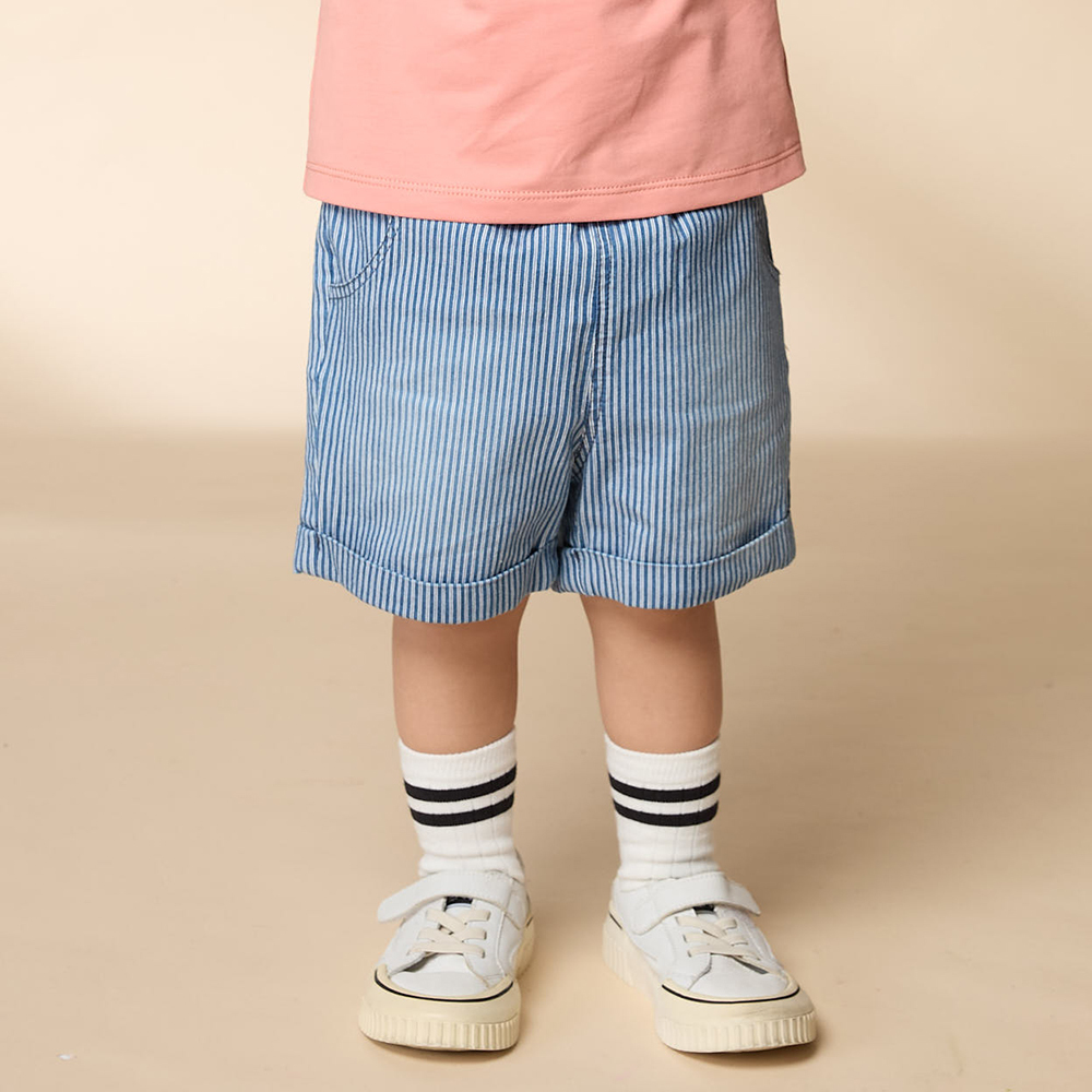 PIPPY 海洋風直條鬆緊腰圍短褲 藍