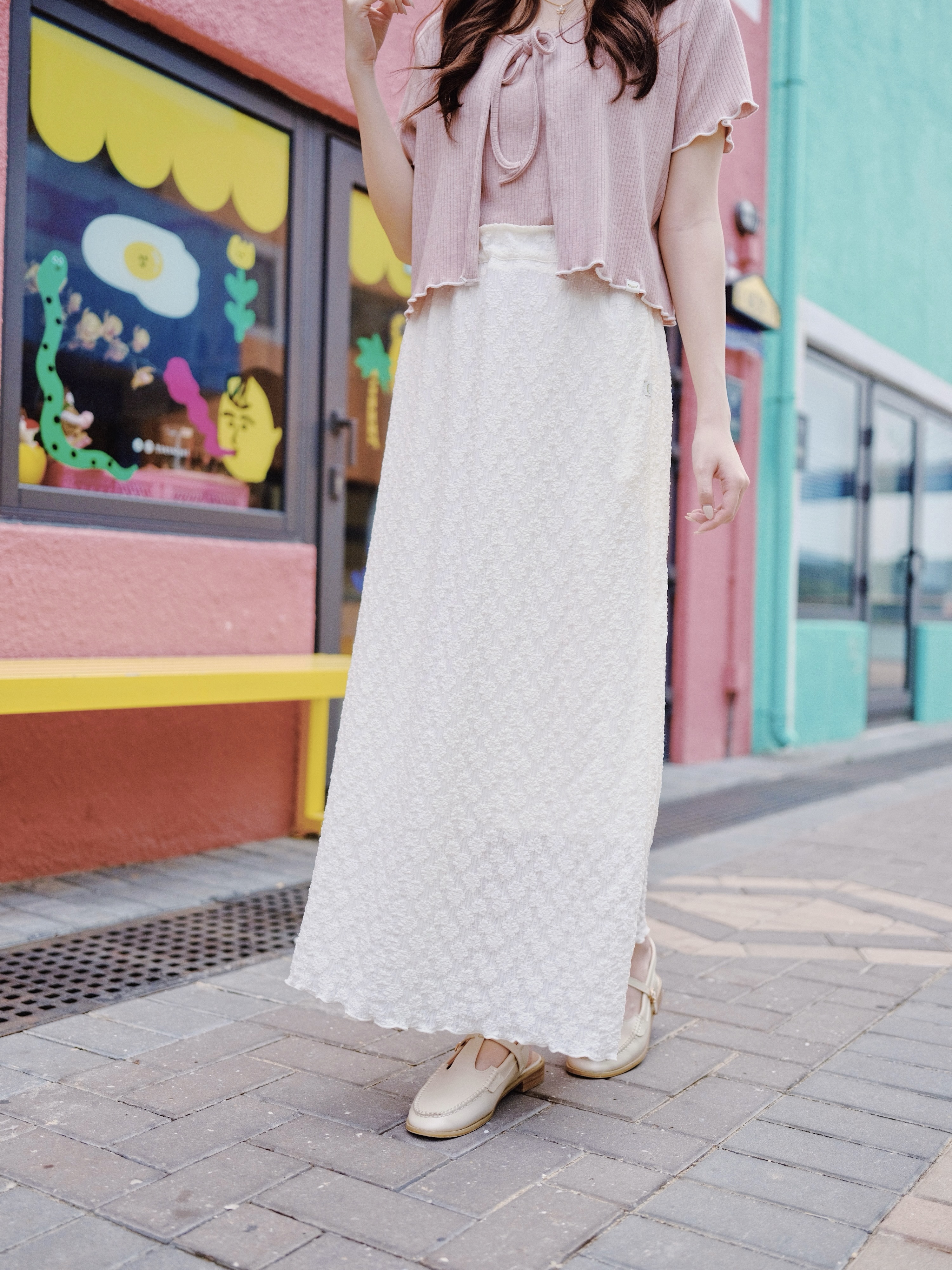 兩色 / 精緻感柔軟提花直身長裙 / Refined Jacquard Straight Maxi Skirt