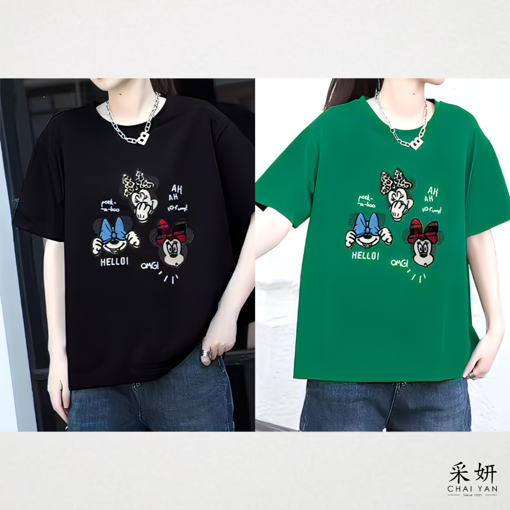 卡通拼布印花短袖上衣