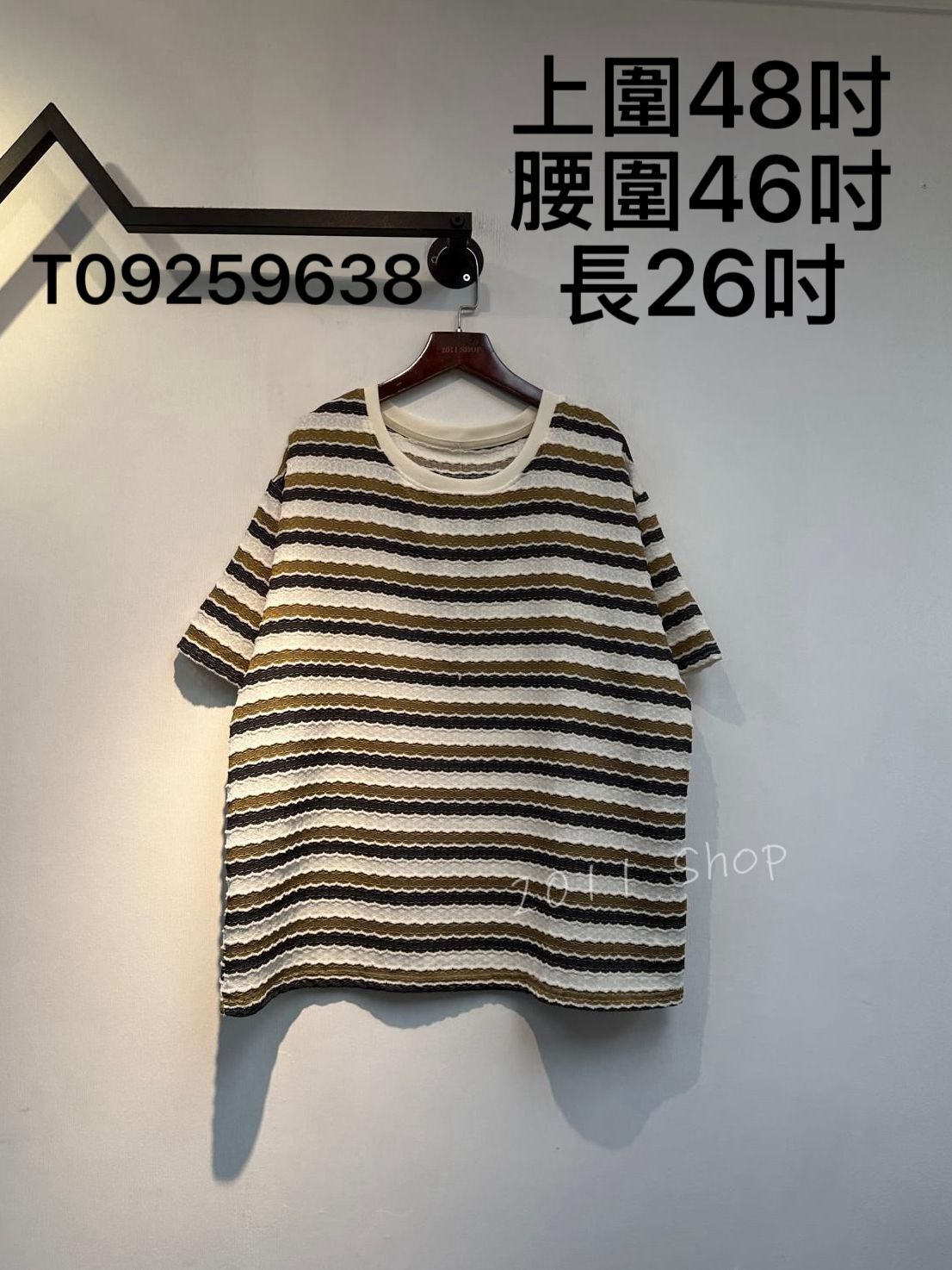 圓領民族花紋針織絲線T恤  上圍48吋 腰圍46吋 長26吋  T09259638