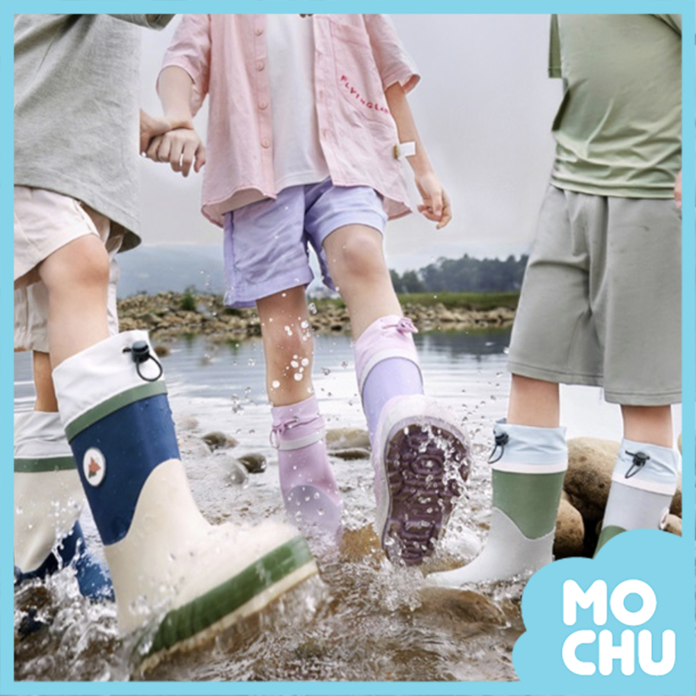 拼色高筒兒童雨鞋(三色)